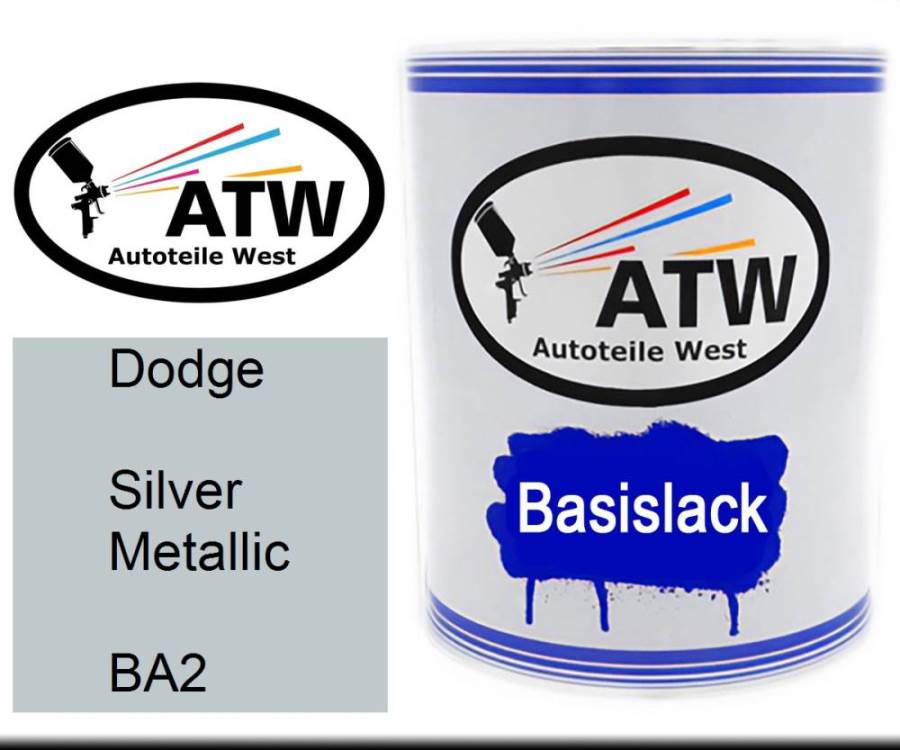 Dodge, Silver Metallic, BA2: 1L Lackdose, von ATW Autoteile West.